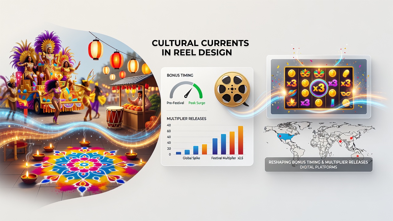 Global festival imagery integrated into digital reel interfaces during seasonal promotions